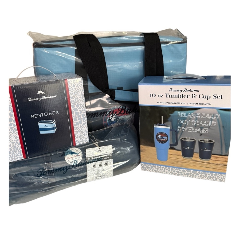 Tommy Bahama Blue Tumbler and Bento Box Set